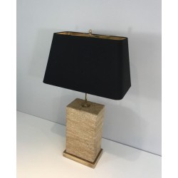 Important Reconstituted Stone and Brass Adjustable Table Lamp