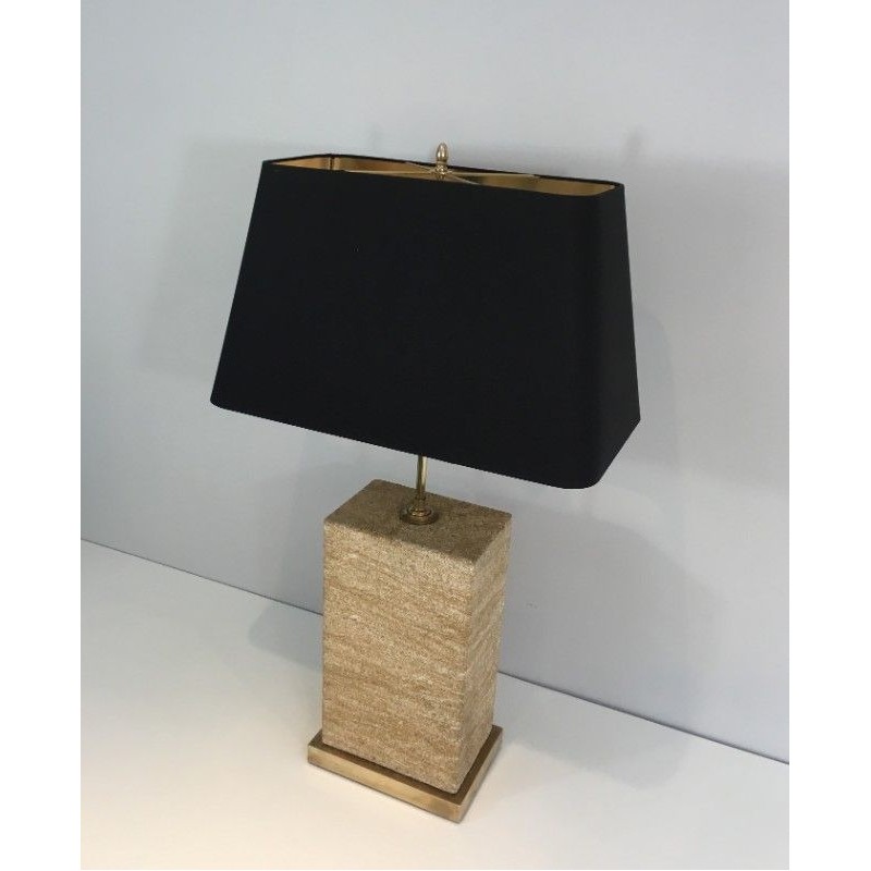 Important Reconstituted Stone and Brass Adjustable Table Lamp