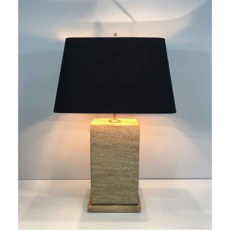 Important Reconstituted Stone and Brass Adjustable Table Lamp