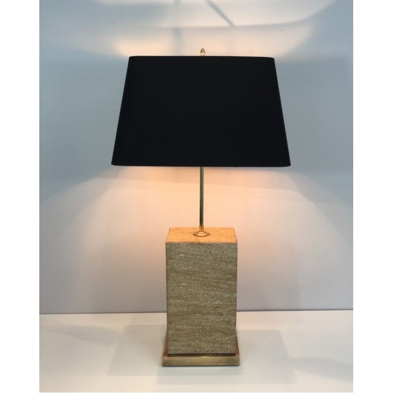 Important Reconstituted Stone and Brass Adjustable Table Lamp
