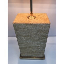 Important Reconstituted Stone and Brass Adjustable Table Lamp