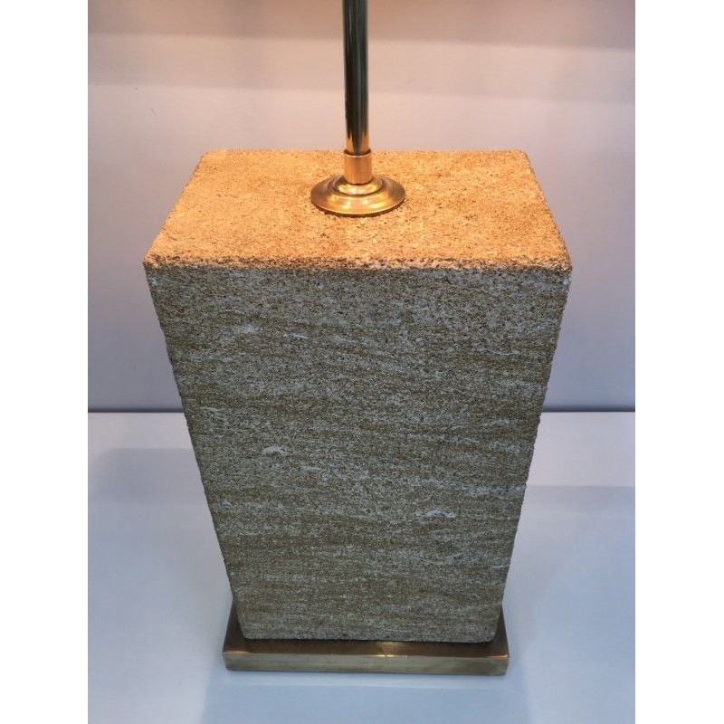 Important Reconstituted Stone and Brass Adjustable Table Lamp