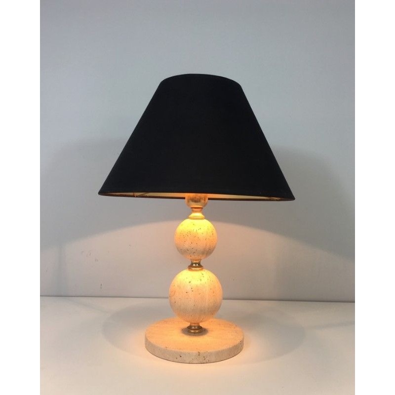 Travertine and Brass table Lamp