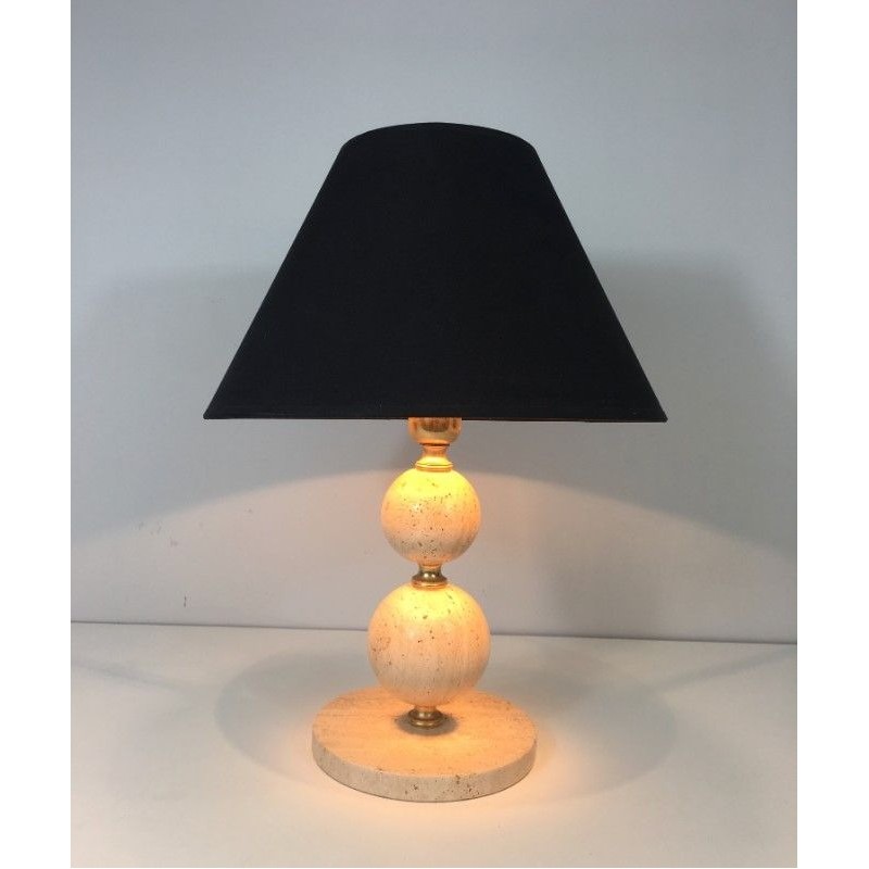 Travertine and Brass table Lamp