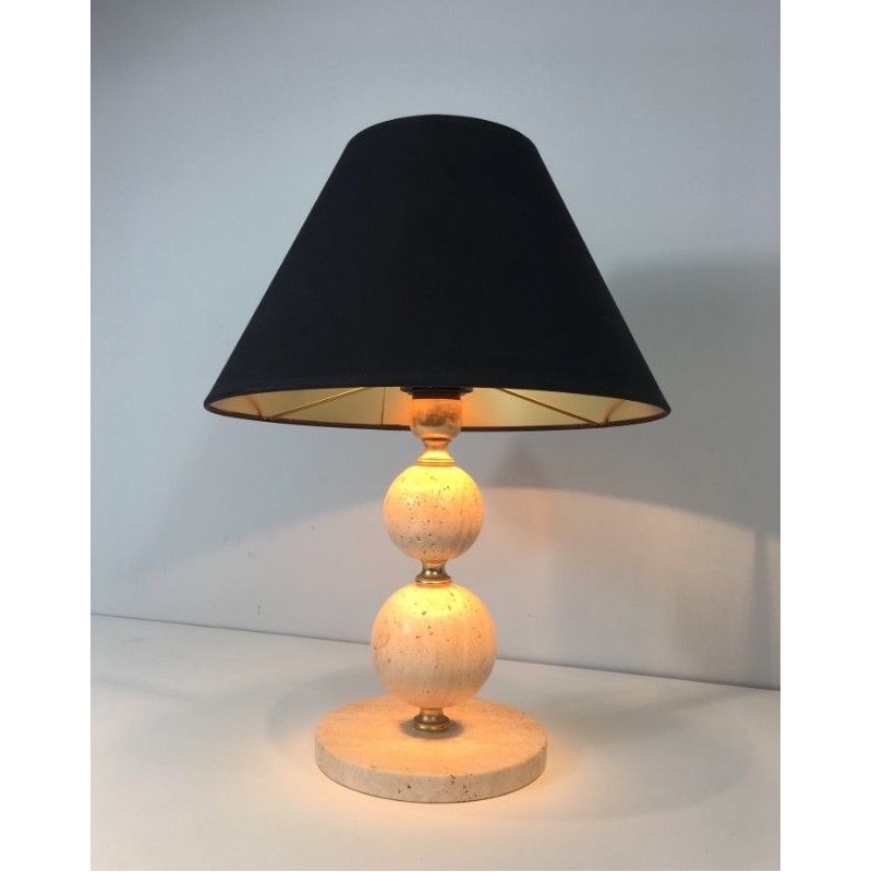 Travertine and Brass table Lamp