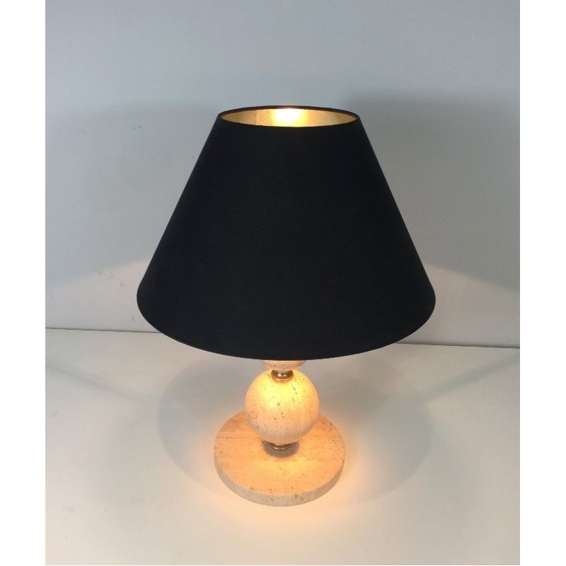 Travertine and Brass table Lamp
