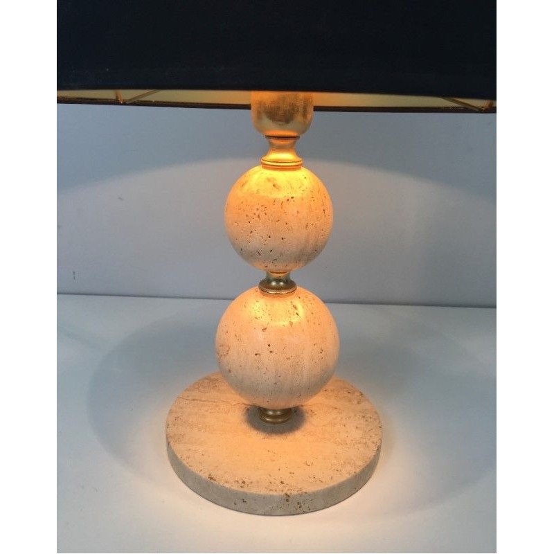 Travertine and Brass table Lamp