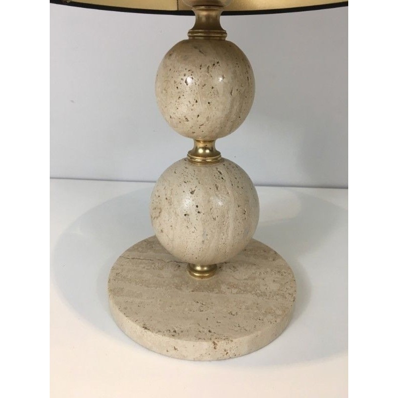 Travertine and Brass table Lamp