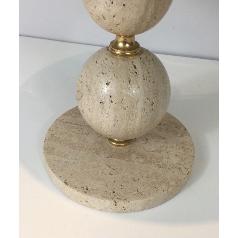 Travertine and Brass table Lamp