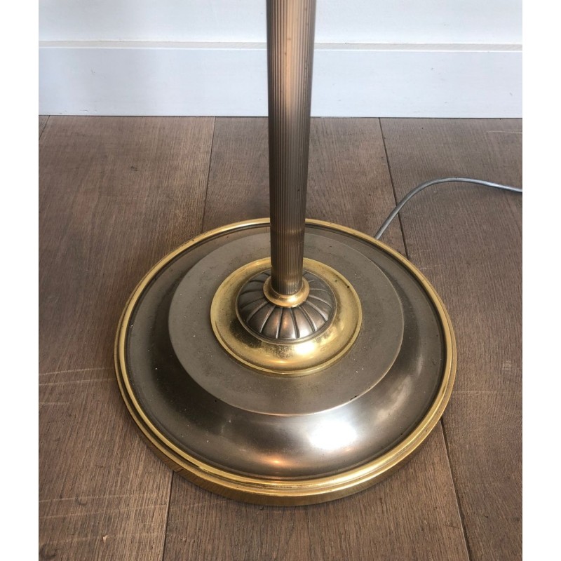 Neoclassical Silvered Metal and Brass Six-Light Floor Lamp, French Work, circa 1940