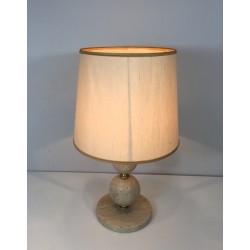Travertin and Brass Table Lamp