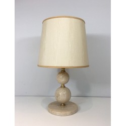 Travertin and Brass Table Lamp