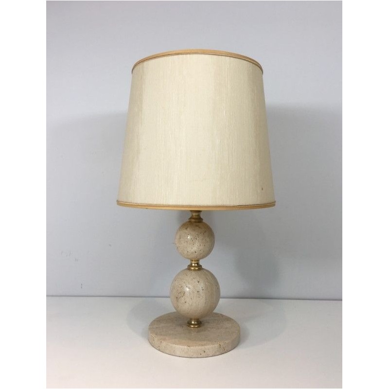 Travertin and Brass Table Lamp