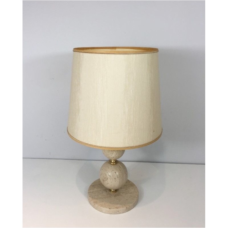 Travertin and Brass Table Lamp