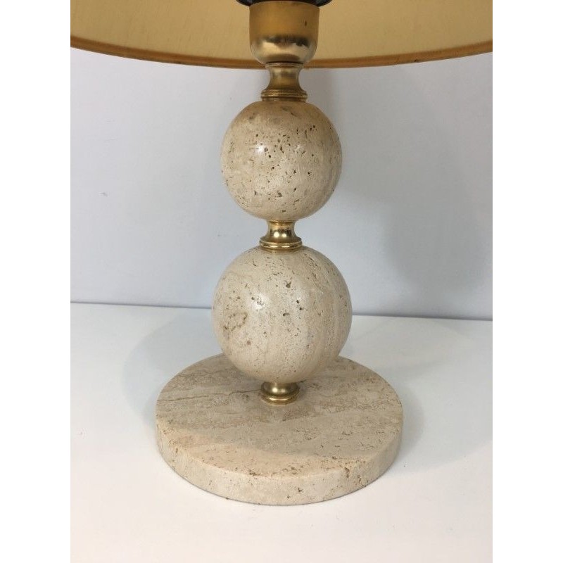 Travertin and Brass Table Lamp