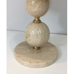 Travertin and Brass Table Lamp