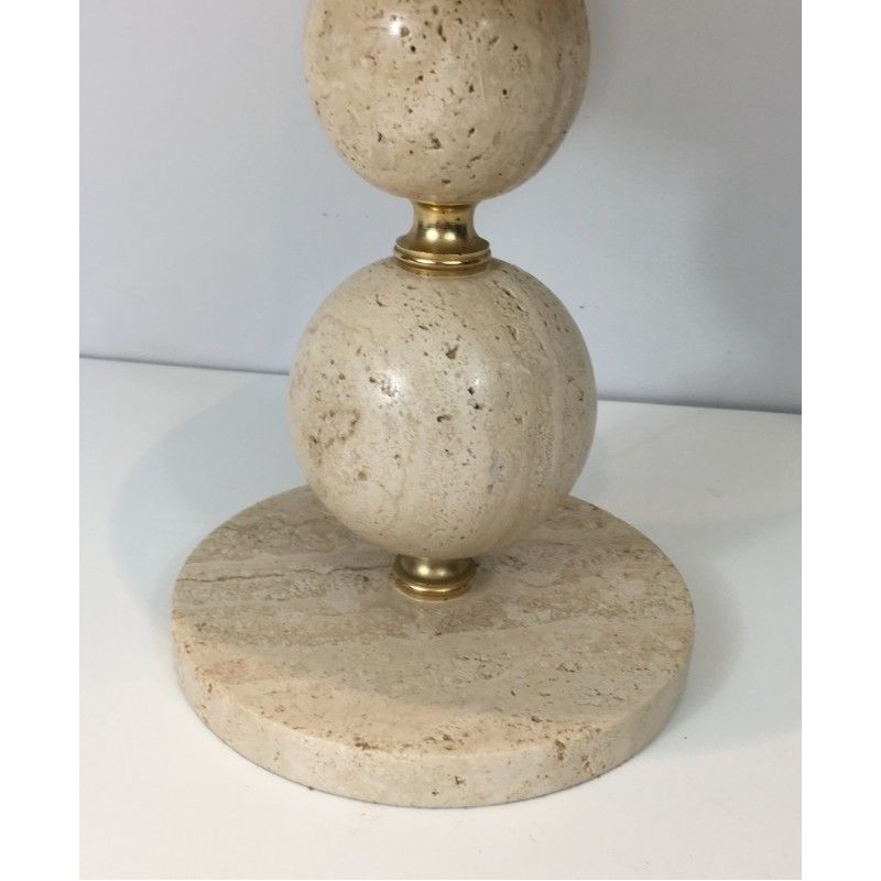 Travertin and Brass Table Lamp