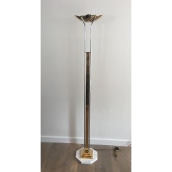 Unusual Brass, Chrome and Marble Floor Lamp