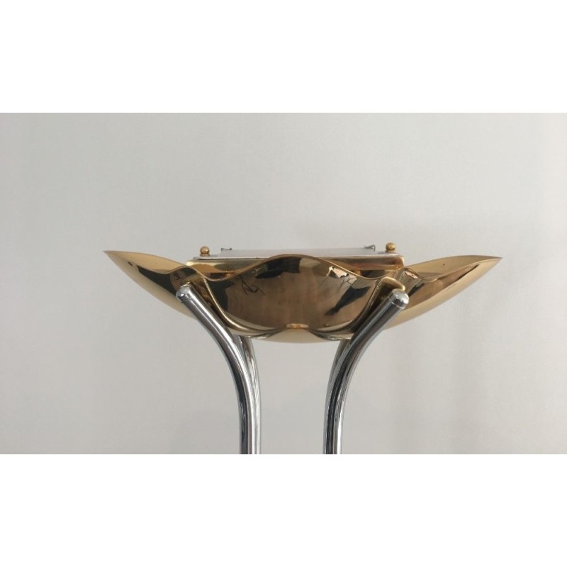 Unusual Brass, Chrome and Marble Floor Lamp