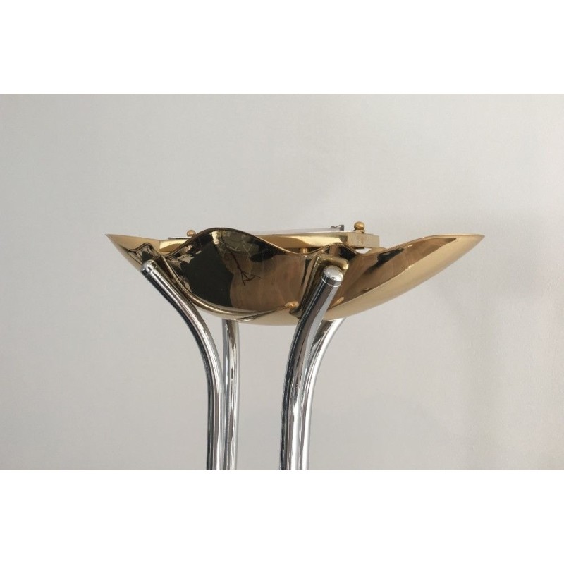 Unusual Brass, Chrome and Marble Floor Lamp