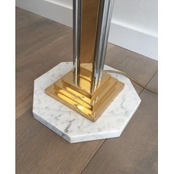 Unusual Brass, Chrome and Marble Floor Lamp