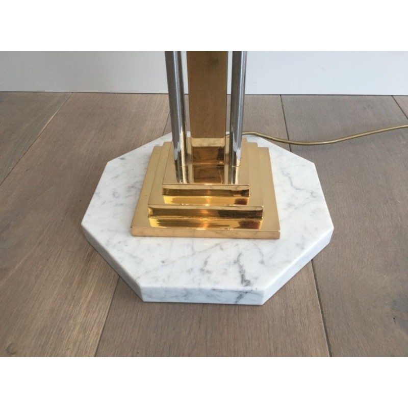 Unusual Brass, Chrome and Marble Floor Lamp