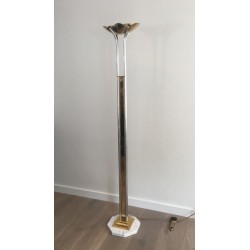 Unusual Brass, Chrome and Marble Floor Lamp