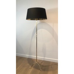 Neoclassical Brass Floor Lamp, in the Style of Maison Jansen, French Work, circa 1940