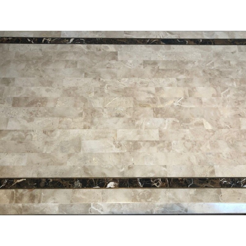Marble Panel Coffee Table with Brass Stringing, French, Circa 1970