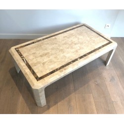 Marble Panel Coffee Table with Brass Stringing, French, Circa 1970