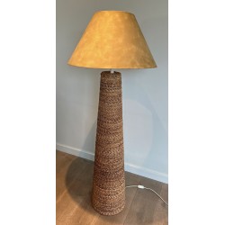 Conical Rope Floor Lamp, in the Style of Audoux & Minet, French Work, circa 1950