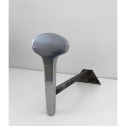 Pair of Modernist Chromed Steel and Wrought Iron Andirons, French Work, Circa 1970