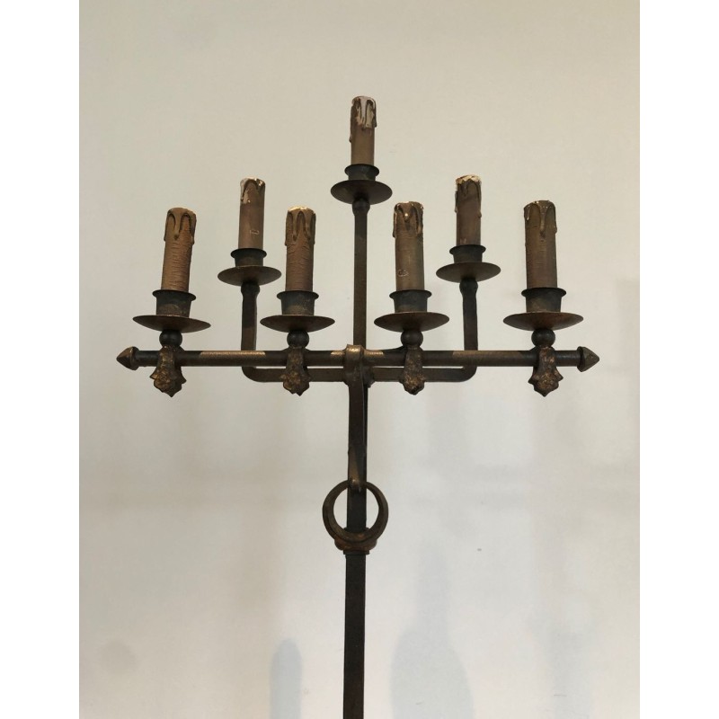 Wrought and Gilt Iron Floor Lamp, Art Déco, French Work, circa 1940