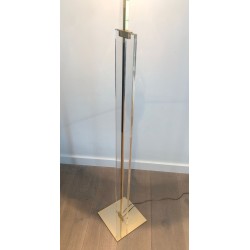 Glass and Brass Floor Lamp, French Work, circa 1970