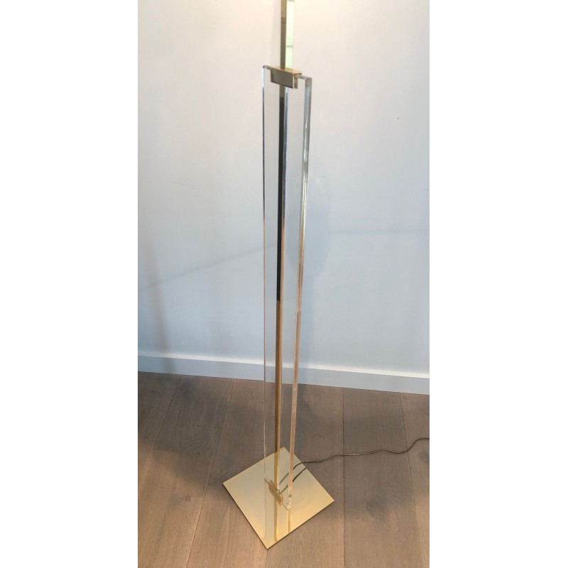 Glass and Brass Floor Lamp, French Work, circa 1970