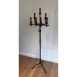 Wrought and Gilt Iron Floor Lamp, Art Déco, French Work, circa 1940