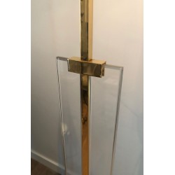 Glass and Brass Floor Lamp, French Work, circa 1970