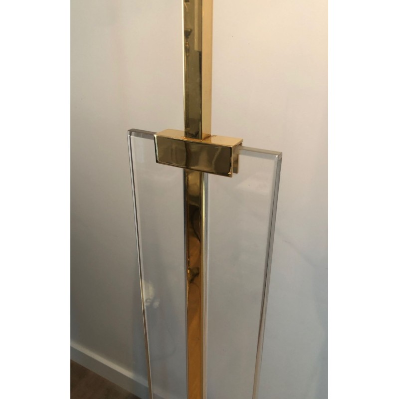 Glass and Brass Floor Lamp, French Work, circa 1970