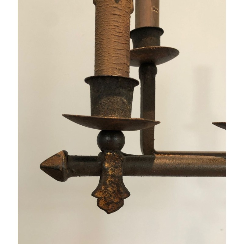 Wrought and Gilt Iron Floor Lamp, Art Déco, French Work, circa 1940