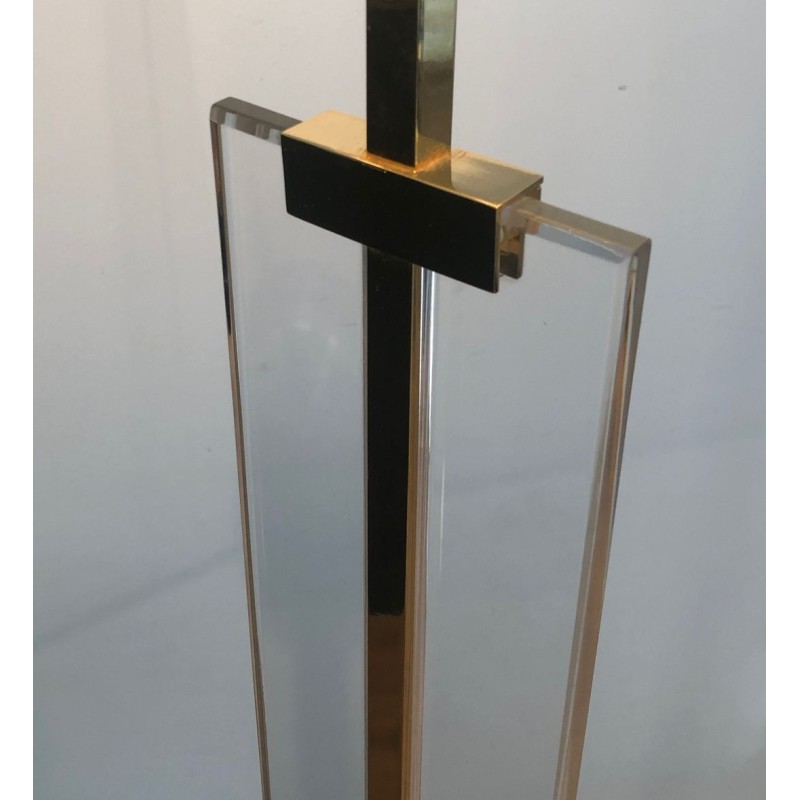 Glass and Brass Floor Lamp, French Work, circa 1970