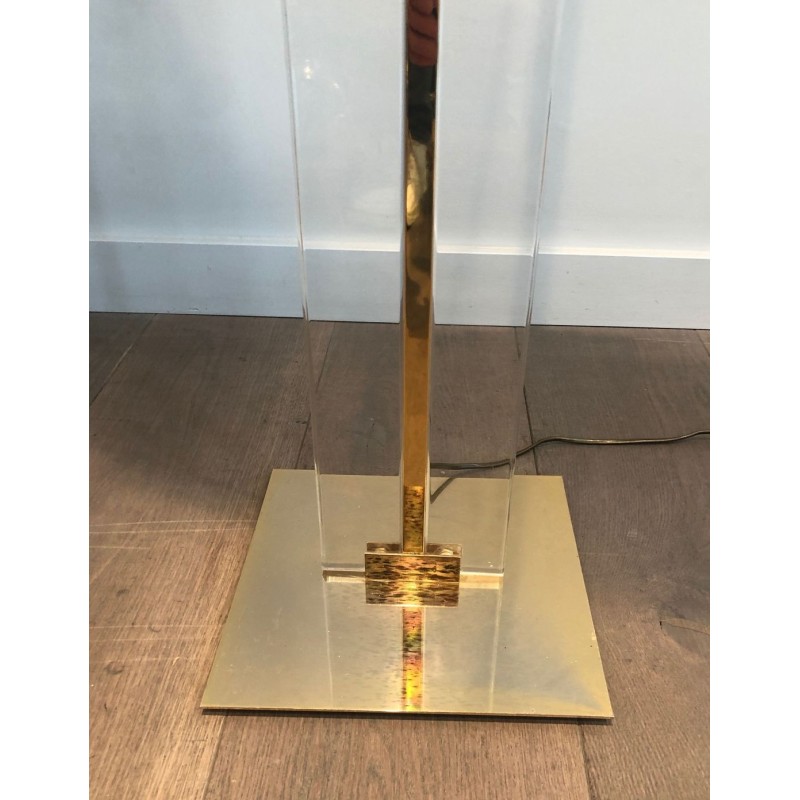 Glass and Brass Floor Lamp, French Work, circa 1970