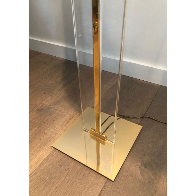 Glass and Brass Floor Lamp, French Work, circa 1970