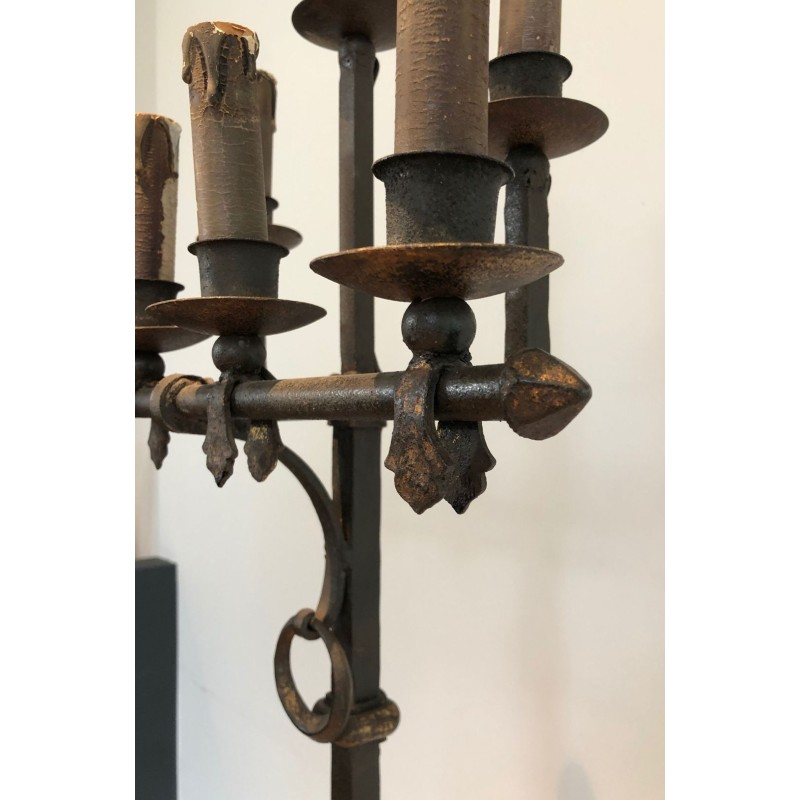 Wrought and Gilt Iron Floor Lamp, Art Déco, French Work, circa 1940