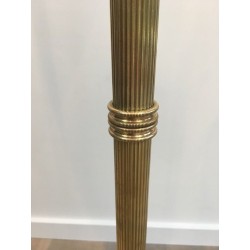 Neoclassical Brass Floor Lamp with Dolphin Head Mounts, Maison Jansen, French Work, circa 1940