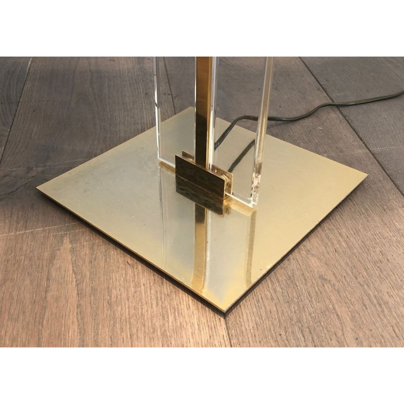 Glass and Brass Floor Lamp, French Work, circa 1970