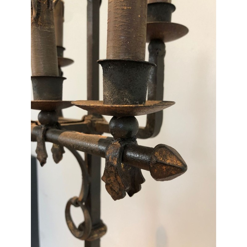 Wrought and Gilt Iron Floor Lamp, Art Déco, French Work, circa 1940