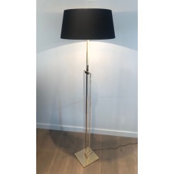 Glass and Brass Floor Lamp, French Work, circa 1970