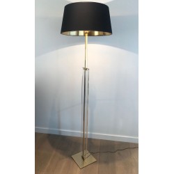 Glass and Brass Floor Lamp, French Work, circa 1970