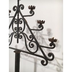 Seven-Arm Wrought Iron Floor Lamp, Art Déco, French Work, circa 1940