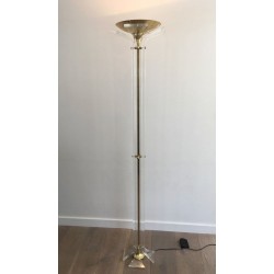 Rare Plexiglass and Gilt Brass Floor Lamp, Italian Work, circa 1970